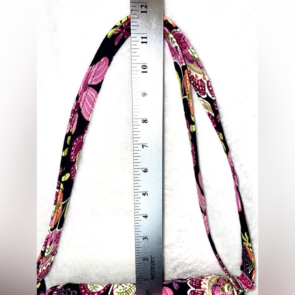 VERA BRADLEY CROSSBODY PINK PURPLE BLACK FLORAL PURSE 10x8x3 - Picture 3 of 14